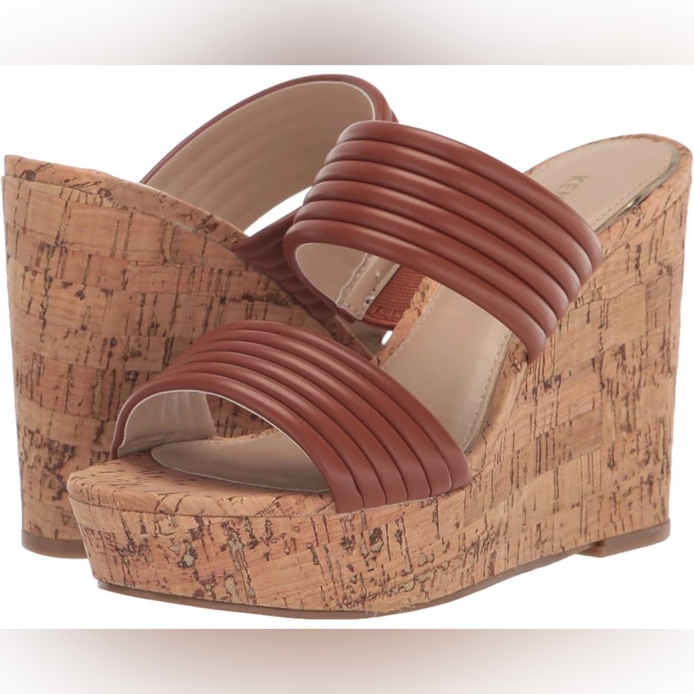 Kenneth Cole New York Cailyn Cork Wedge Sandal in Cognac - Size 7.5 (NIB)